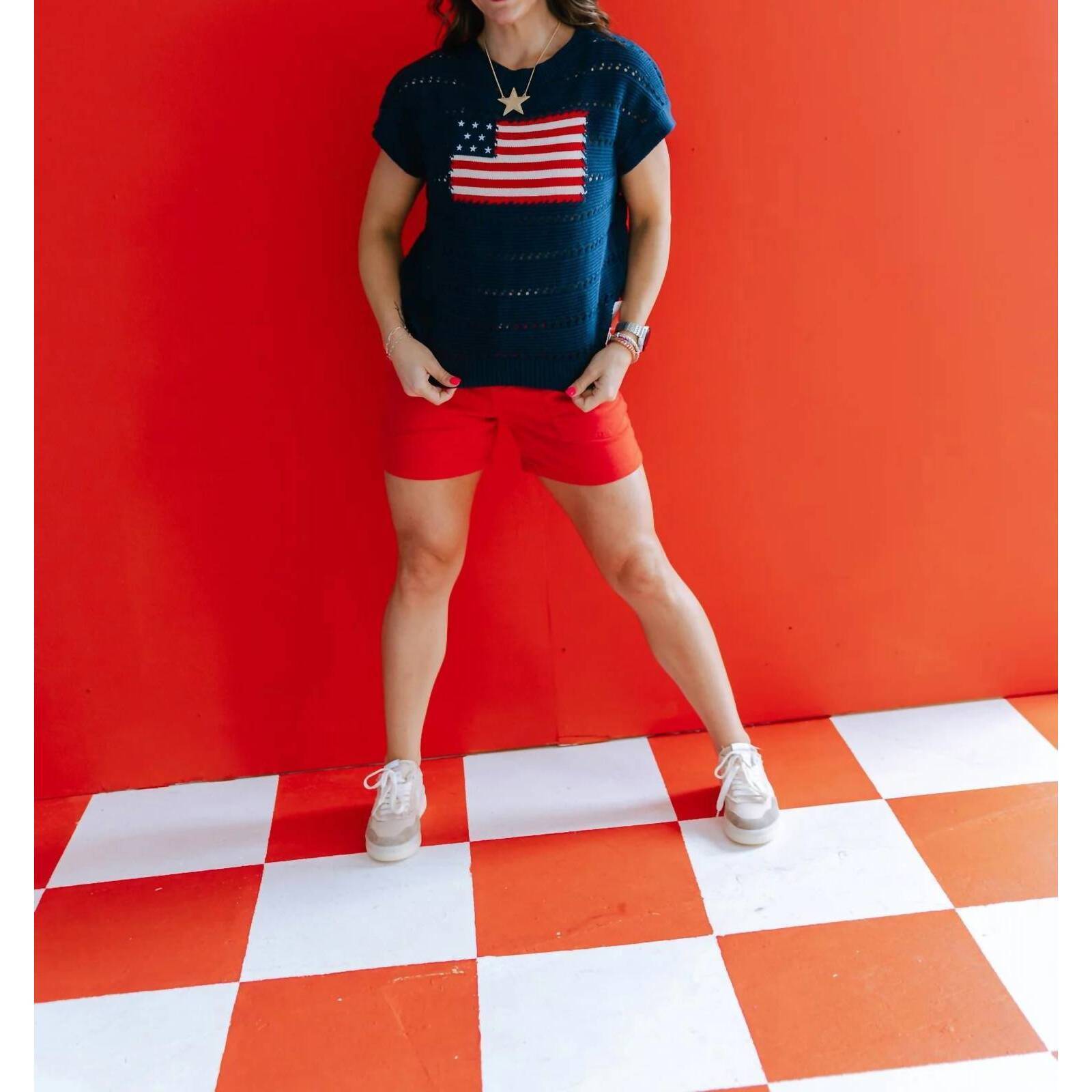New Mittoshop Bailey Knit Flag Top In Navy